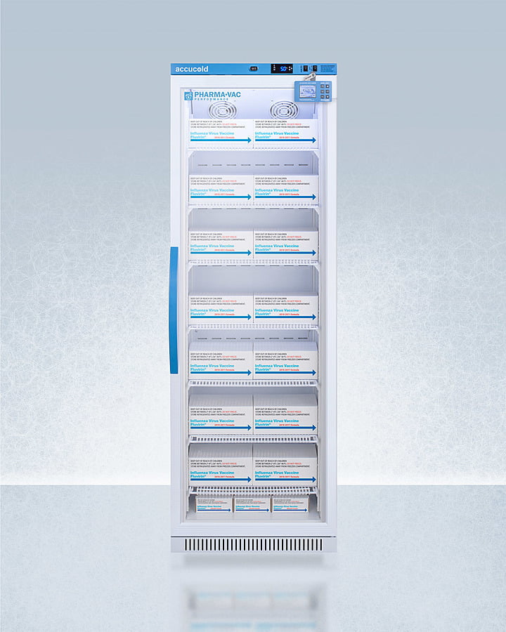Summit ARG15PVDL2B Performance Series Pharma-Vac 15 Cu.Ft. Upright Glass Door All-Refrigerator For Vaccine Storage With Factory-Installed Data Logger, Antimicrobial Silver-Ion Handle, And Hospital Grade Cord With 'Green Dot' Plug