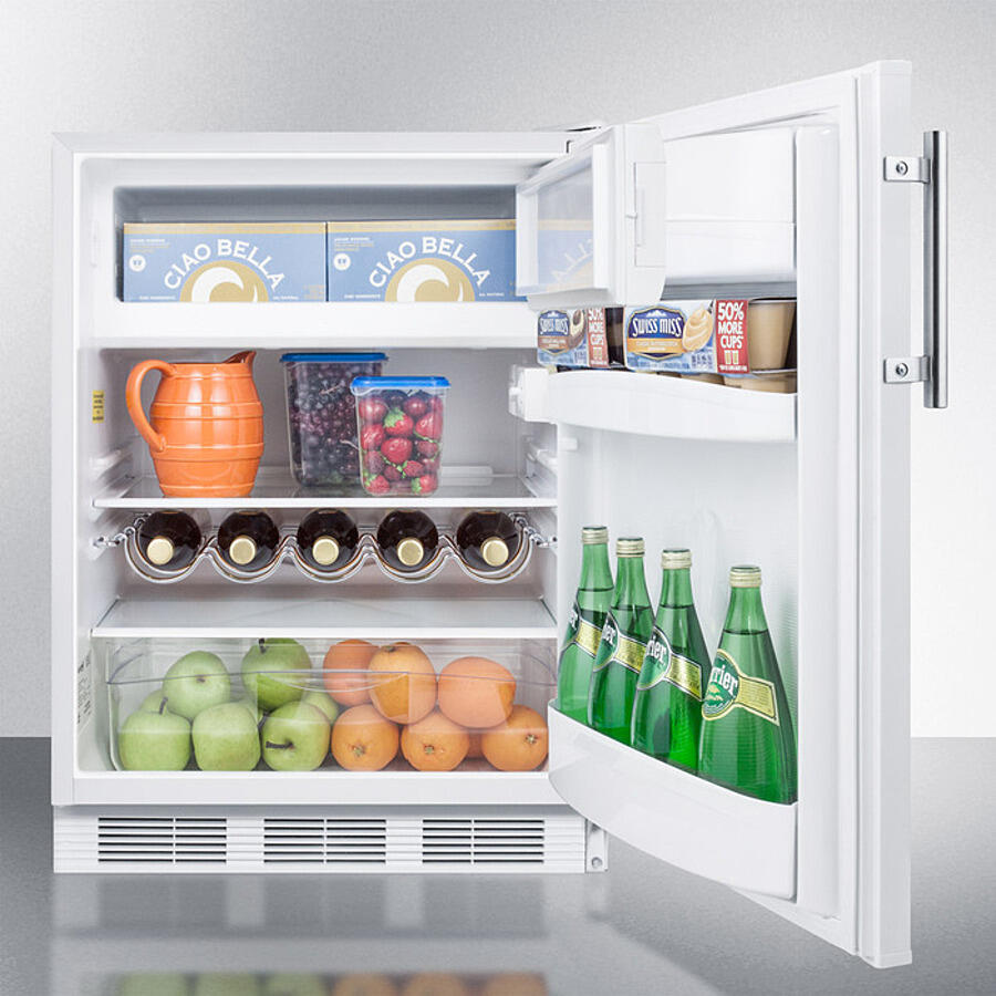 Summit CT661WBI Built-In Undercounter Refrigerator-Freezer For Residential Use, Cycle Defrost With A Deluxe Interior And White Exterior Finish