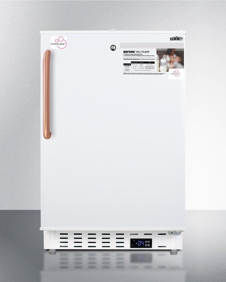 Summit ALFZ36LMCTBC Built-In Ada Compliant Momcube Residential All-Freezer In White With Antimicrobial Copper Handle, Keyed Lock, Door Storage, Digital Controls, And Manual Defrost Operation