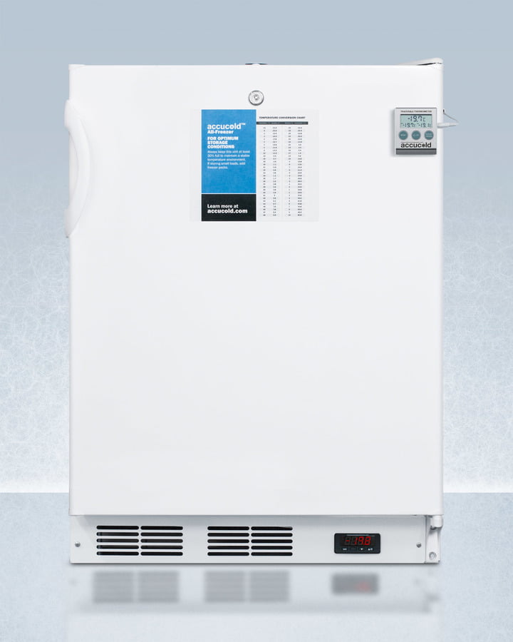Summit VT65MLBIPLUS2ADA Ada Compliant 24" Wide All-Freezer For Built-In Use, Manual Defrost With A Nist Calibrated Thermometer, Lock, And -25 C Capability