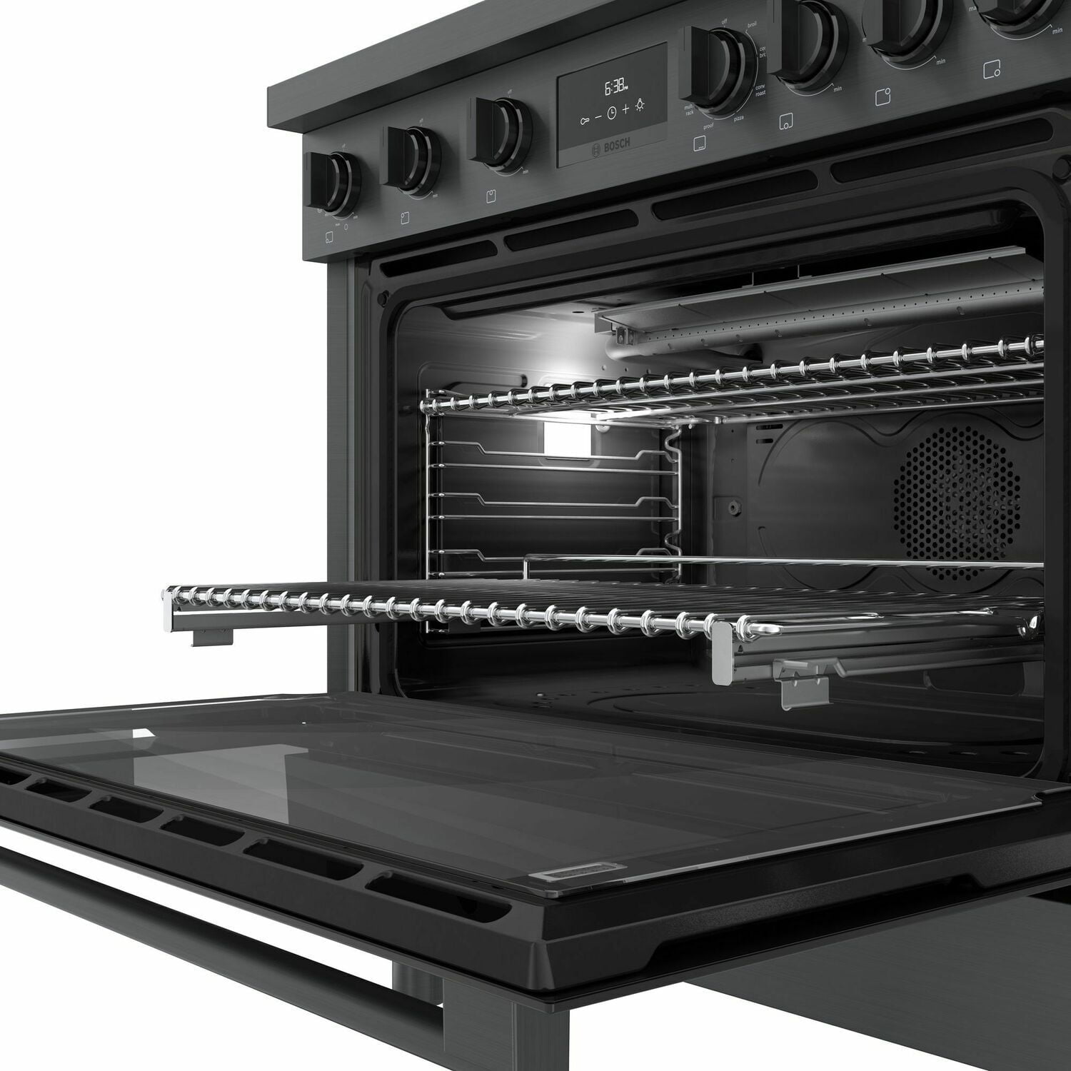 Bosch HDS8645U 800 Series Dual Fuel Freestanding Range 36'' Black Stainless Steel Hds8645U