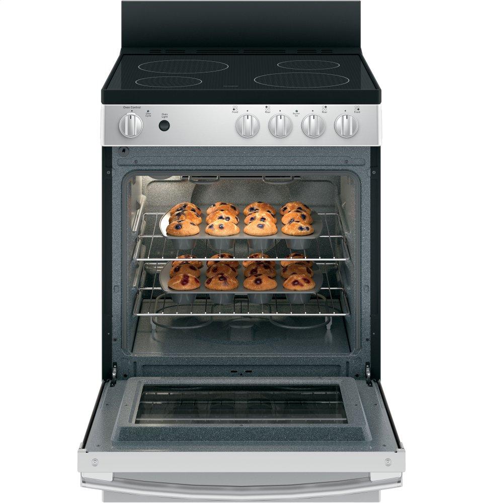 Ge Appliances JAS640RMSS Ge® 24" Free-Standing/Slide-In Front Control Range With Steam Clean And Large Window