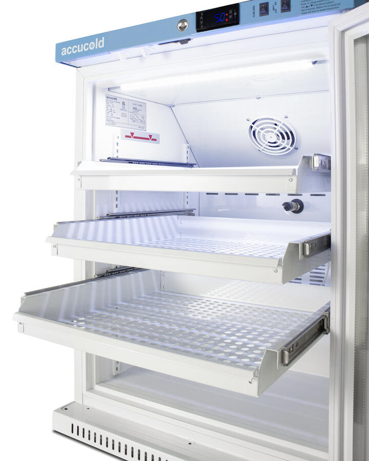 Summit ARG6PVDR Performance Series Pharma-Vac 6 Cu.Ft. Freestanding, Ada Height All-Refrigerator For Vaccines Storage With Three Removable Ventilated Drawers, Antimicrobial Silver Ion Handle, And Hospital Grade Cord With 'Green Dot' Plug