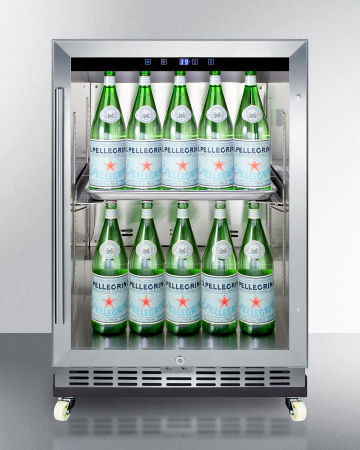 Summit SCR611GLOSRI 24" Wide Outdoor Mini Reach-In Beverage Center With Dolly