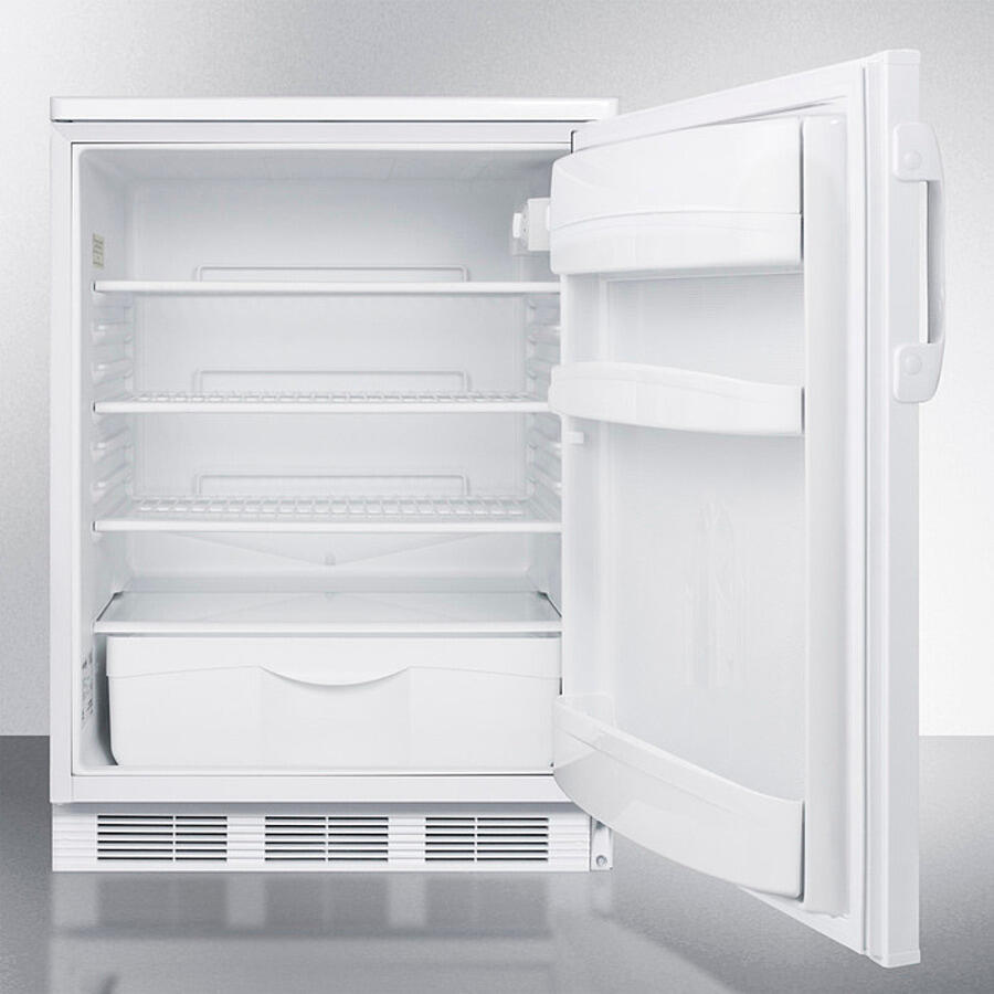 Summit FF6LW7 Commercially Listed Freestanding All-Refrigerator For General Purpose Use, With Front Lock, Automatic Defrost Operation And White Exterior