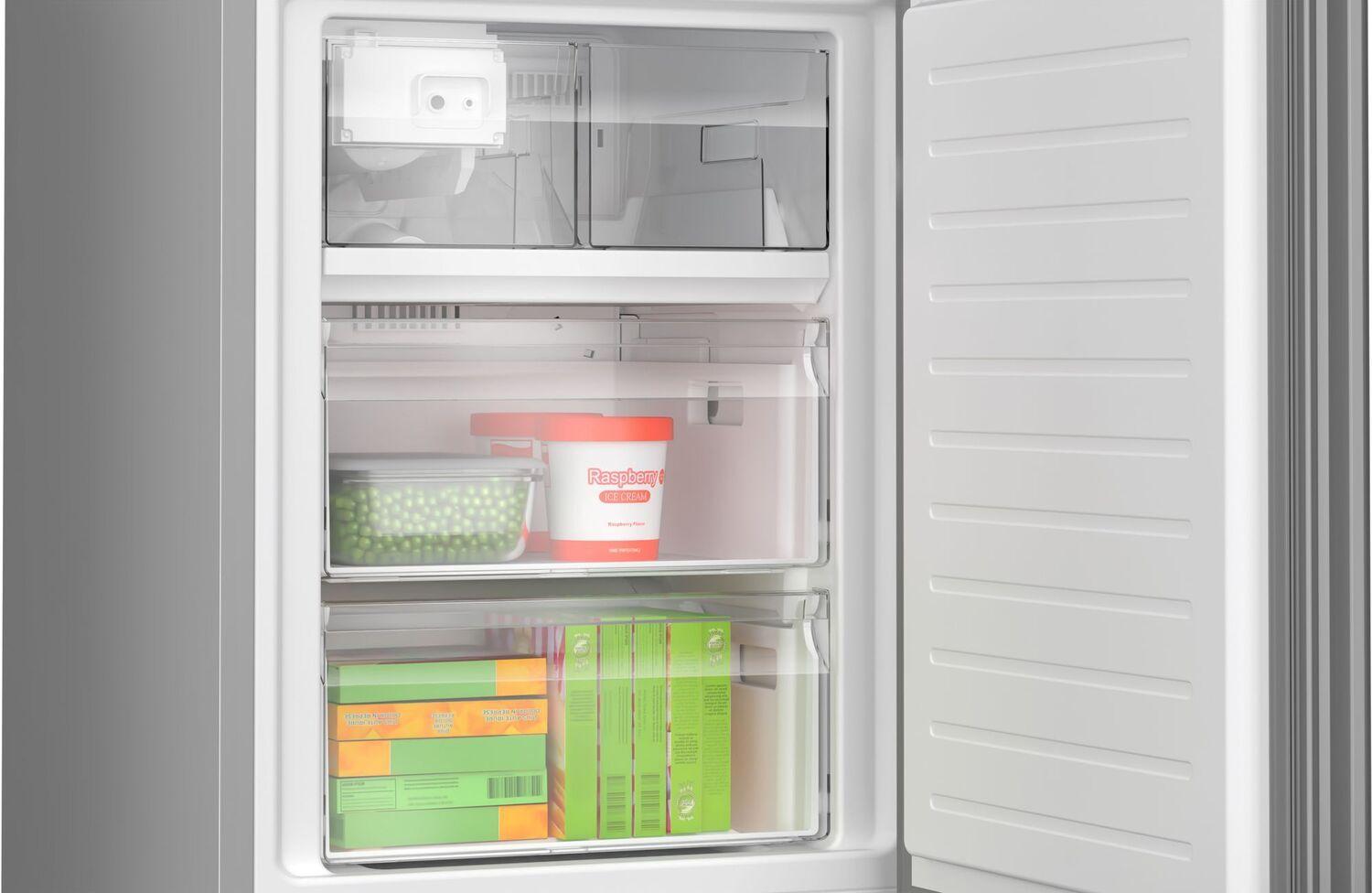 Bosch B24CB80ESW 800 Series Free-Standing Fridge-Freezer With Freezer At Bottom, Glass Door 24" White