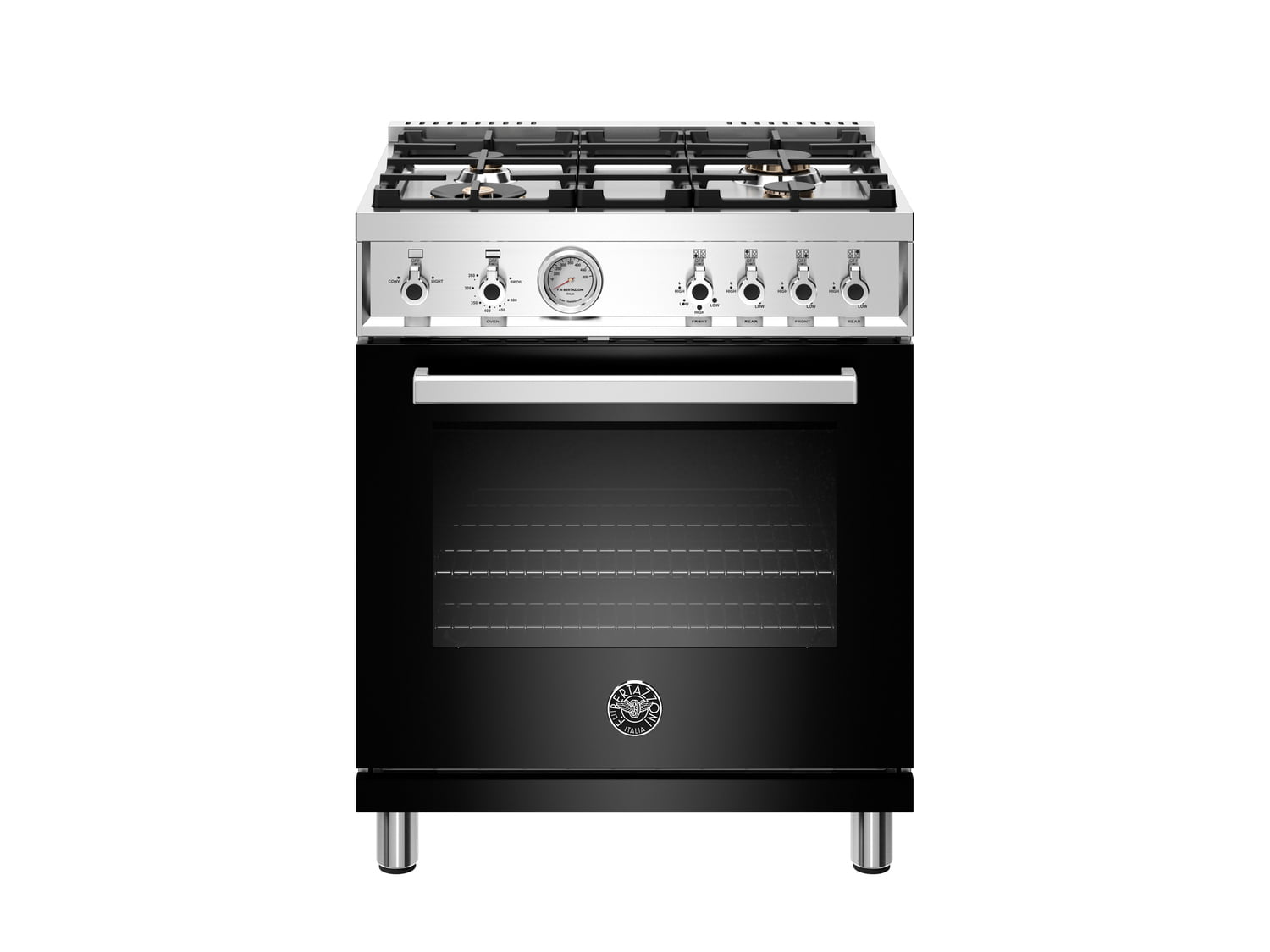 Bertazzoni PROF304GASNET 30 Inch All Gas Range, 4 Brass Burner Nero