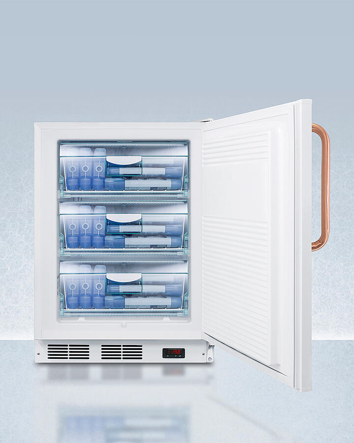 Summit VT65MLBITBCADA Ada Compliant Built-In Undercounter Medical All-Freezer Capable Of -25 C Operation, White With Pure Copper Handle And Front Lock