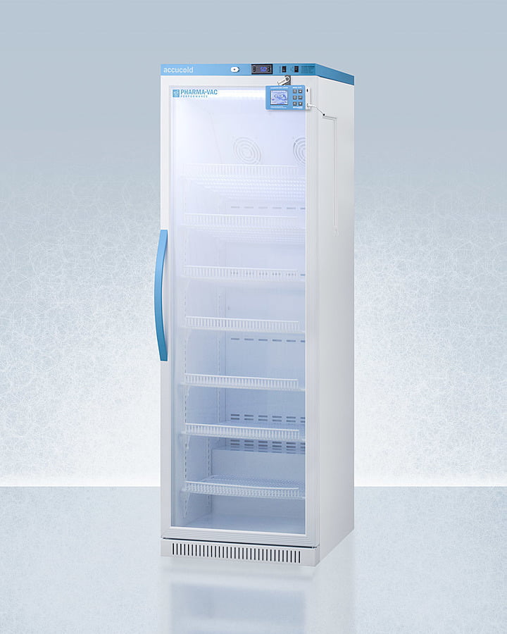 Summit ARG15PVDL2B Performance Series Pharma-Vac 15 Cu.Ft. Upright Glass Door All-Refrigerator For Vaccine Storage With Factory-Installed Data Logger, Antimicrobial Silver-Ion Handle, And Hospital Grade Cord With 'Green Dot' Plug