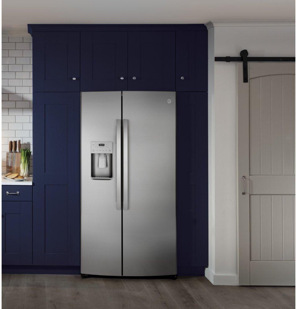 Ge Appliances GZS22IYNFS Ge® 21.8 Cu. Ft. Counter-Depth Fingerprint Resistant Side-By-Side Refrigerator