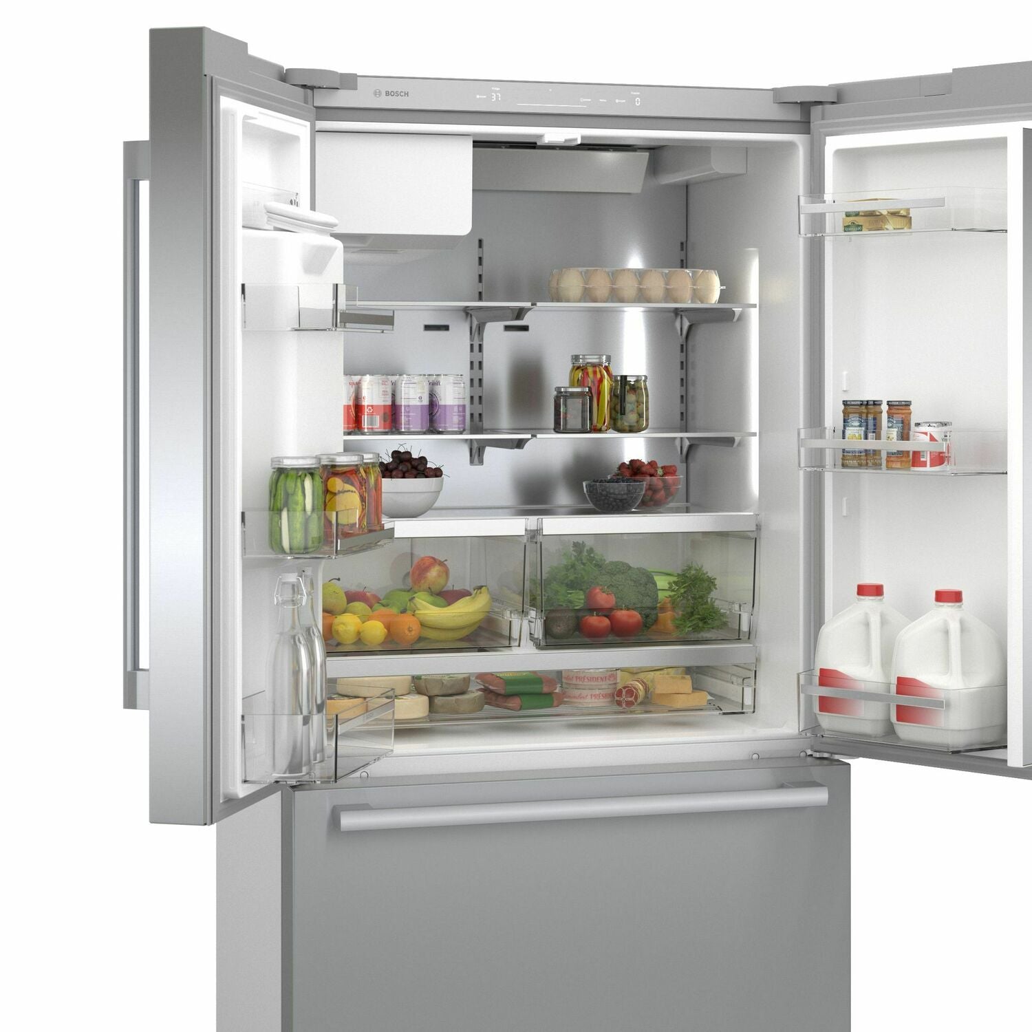 Bosch B36CD50SNS 500 Series French Door Bottom Mount Refrigerator 36'' Easy Clean Stainless Steel B36Cd50Sns
