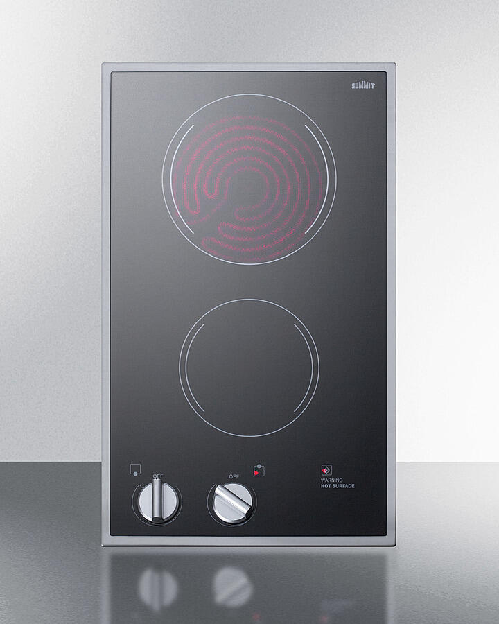 Summit CR2B12ST 12" Wide 115V 2-Burner Radiant Cooktop