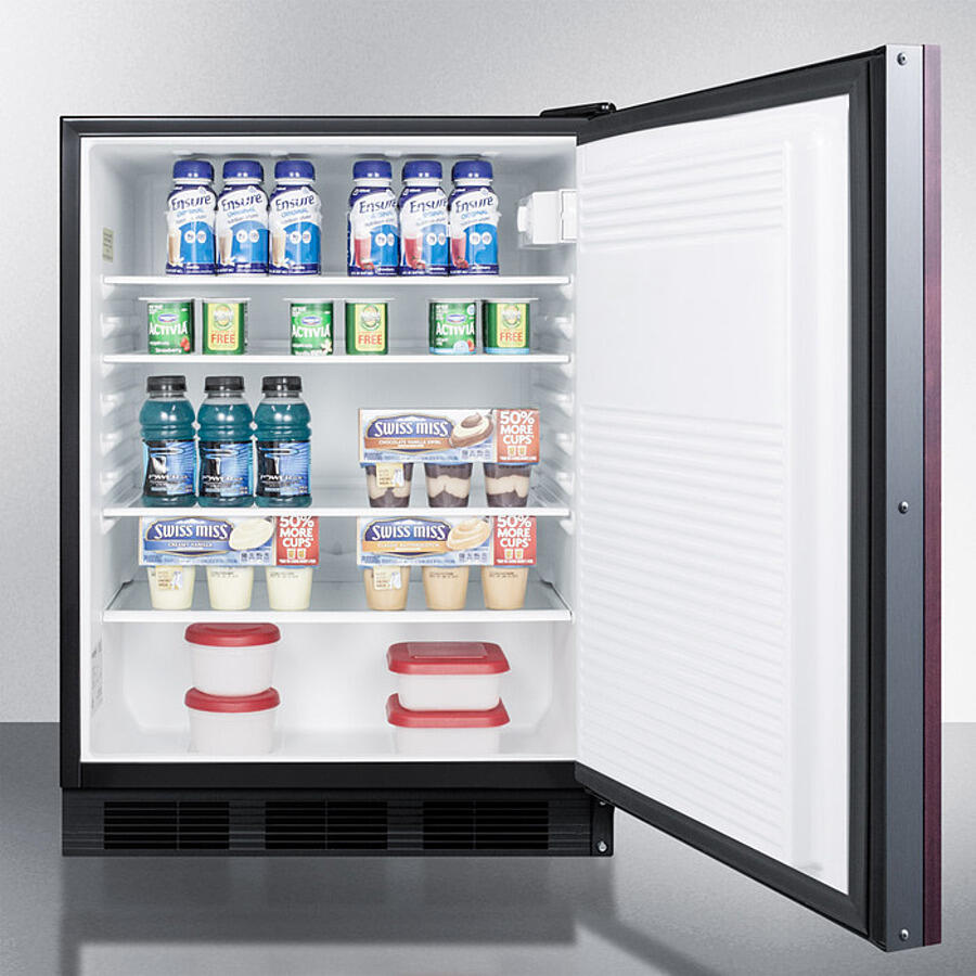 Summit FF7BKBIIF Commercially Listed Built-In Undercounter All-Refrigerator For General Purpose Use, Auto Defrost W/Panel-Ready Door And Black Cabinet