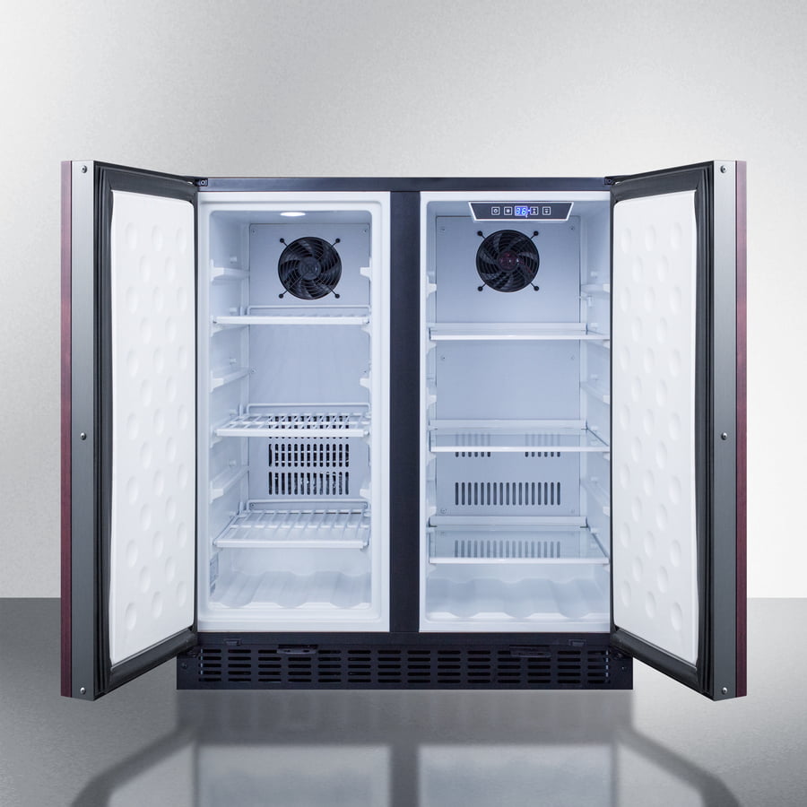 Summit FFRF3070BIF Frost-Free Side-By-Side Refrigerator-Freezer For Built-In Or Freestanding Use With Black Cabinet, Panel-Ready Doors, And Digital Controls