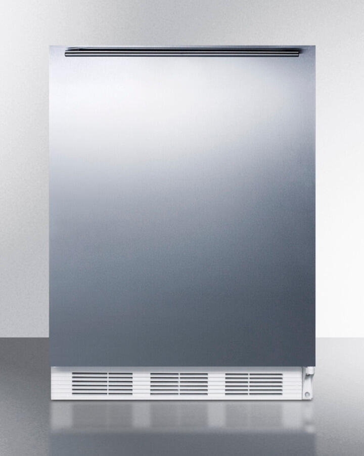 Summit AL750SSHH Ada Compliant All-Refrigerator For Freestanding General Purpose Use, Auto Defrost W/Ss Door, Horizontal Handle, And White Cabinet