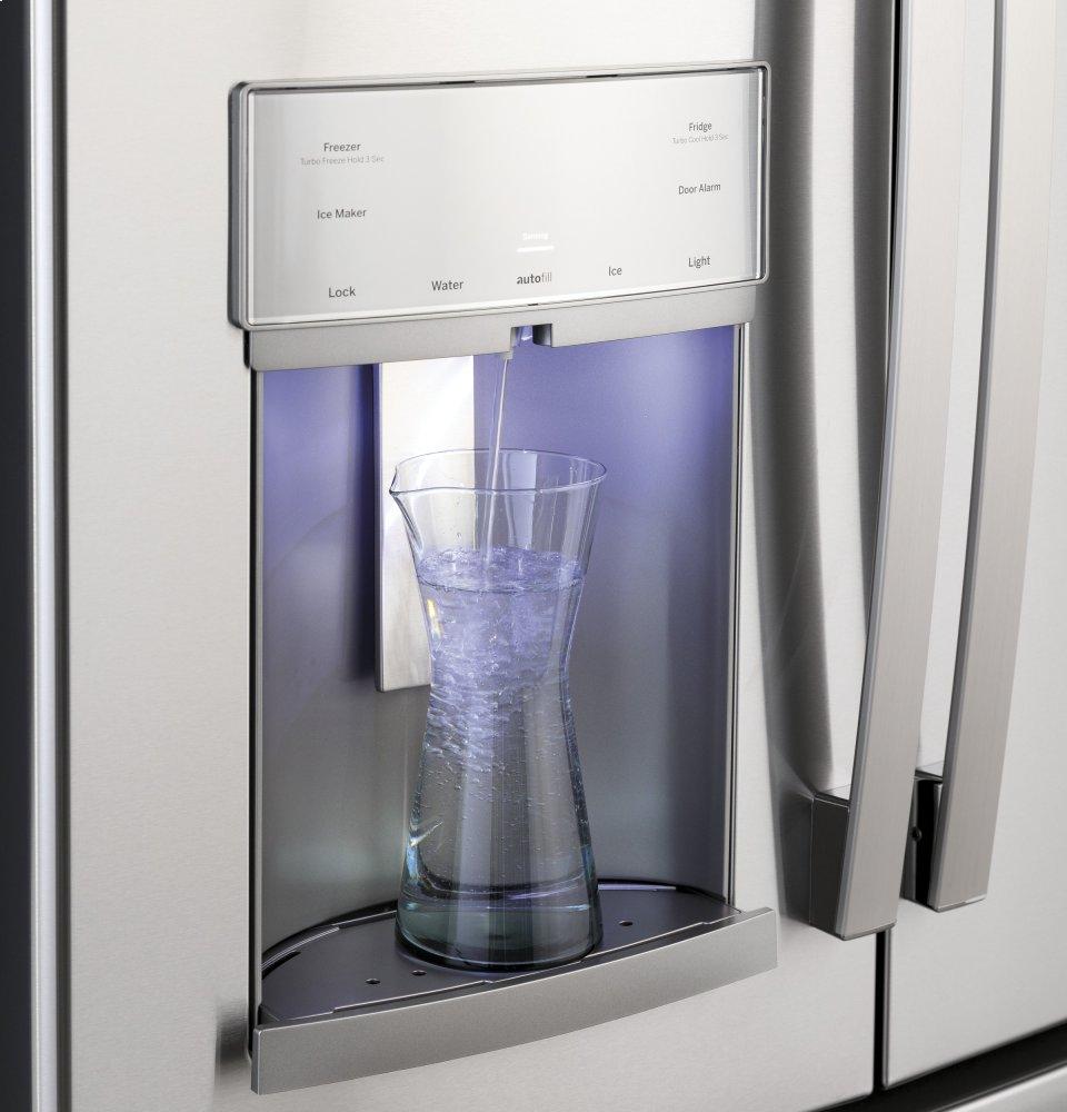 Ge Appliances PYE22KYNFS Ge Profile™ Series Energy Star® 22.1 Cu. Ft. Counter-Depth Fingerprint Resistant French-Door Refrigerator With Hands-Free Autofill