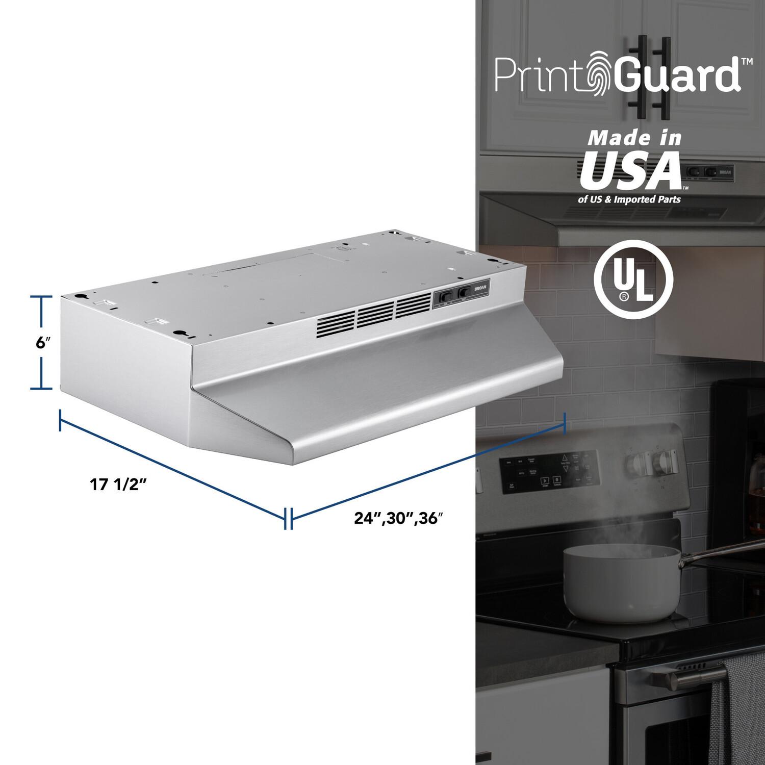Broan 4124SF Broan® 24-Inch Ductless Under-Cabinet Range Hood, Stainless Finish