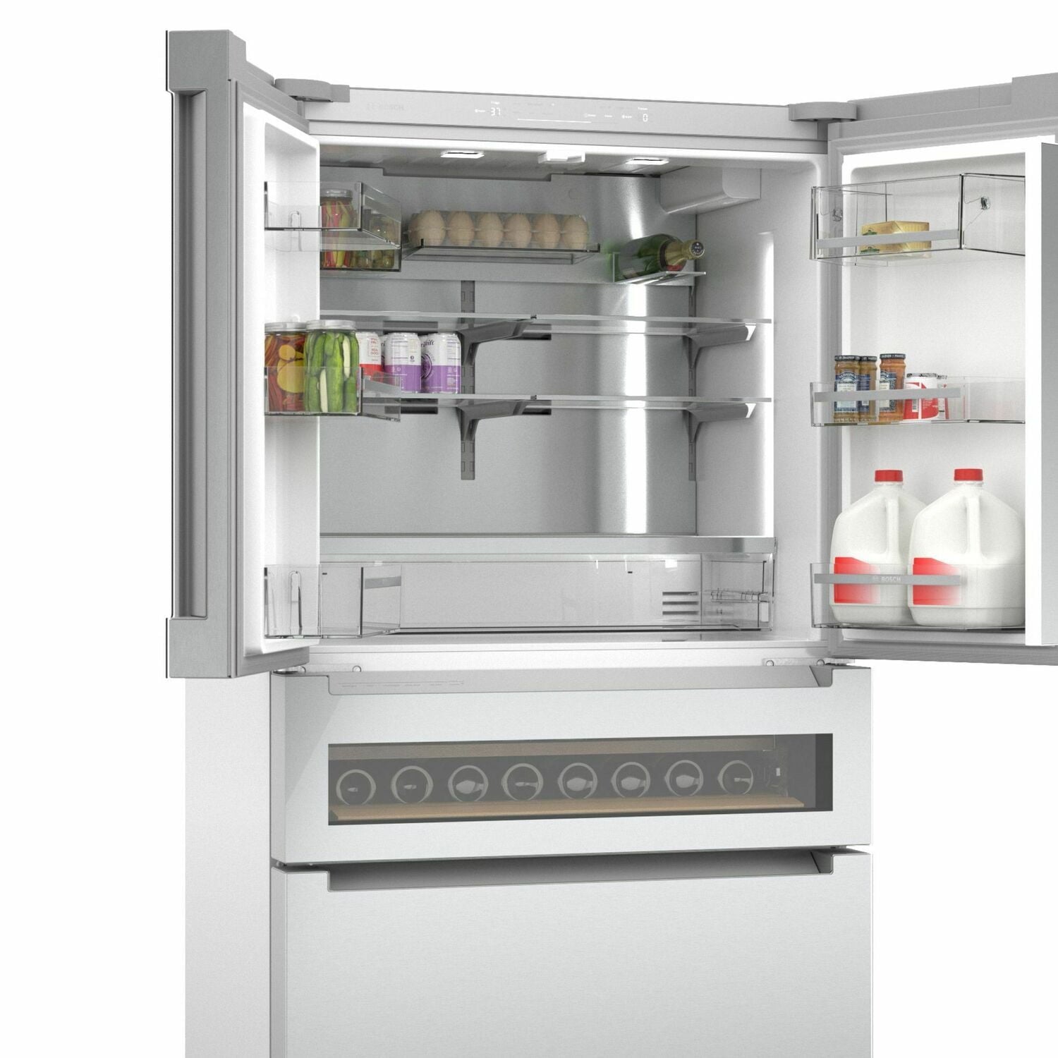 Bosch B36CL81ENG 800 Series French Door Bottom Mount Refrigerator 36'' Easy Clean Stainless Steel B36Cl81Eng