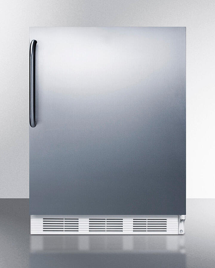 Summit FF7WBISSTBADA Ada Compliant Built-In Undercounter All-Refrigerator For General Purpose Or Commercial Use, Auto Defrost W/Ss Door, Towel Bar Handle, And White Cabinet