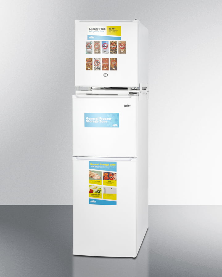 Summit AZRF7W Stacked Combination Of The Ffar23L Automatic Defrost All-Refrigerator With Lock And The Energy Star Certified Ff71Es Refrigerator-Freezer To Create An Allergy-Sensitive Zone And General Purpose Food And Beverage Storage