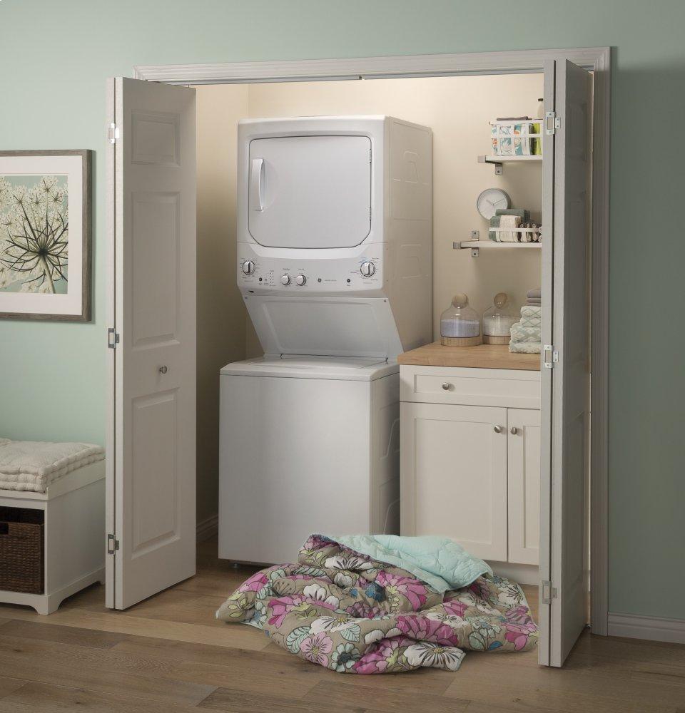 Ge Appliances GUD27GSSMWW Ge Unitized Spacemaker® 3.8 Cu. Ft. Capacity Washer With Stainless Steel Basket And 5.9 Cu. Ft. Capacity Gas Dryer