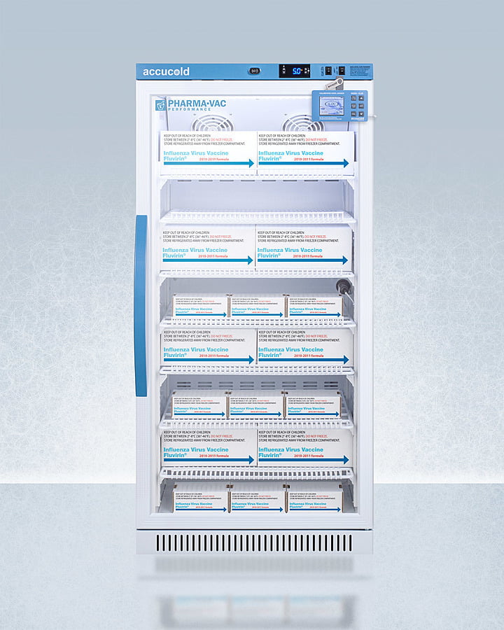 Summit ARG8PVDL2B Performance Series Pharma-Vac 8 Cu.Ft. Upright Glass Door All-Refrigerator For Vaccine Storage With Factory-Installed Data Logger, Antimicrobial Silver-Ion Handle, And A Hospital Grade Cord With 'Green Dot' Plug