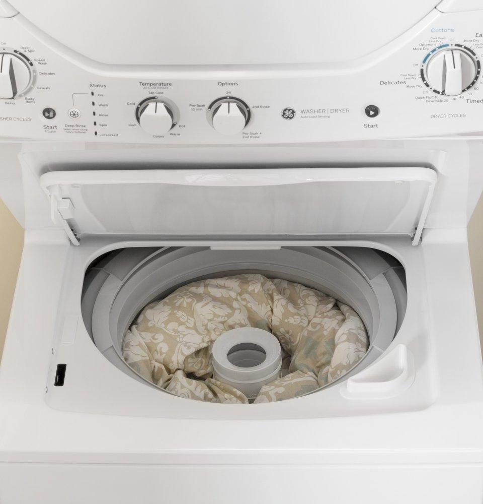 Ge Appliances GUD24GSSMWW Ge Unitized Spacemaker® 2.3 Cu. Ft. Capacity Washer With Stainless Steel Basket And 4.4 Cu. Ft. Capacity Gas Dryer