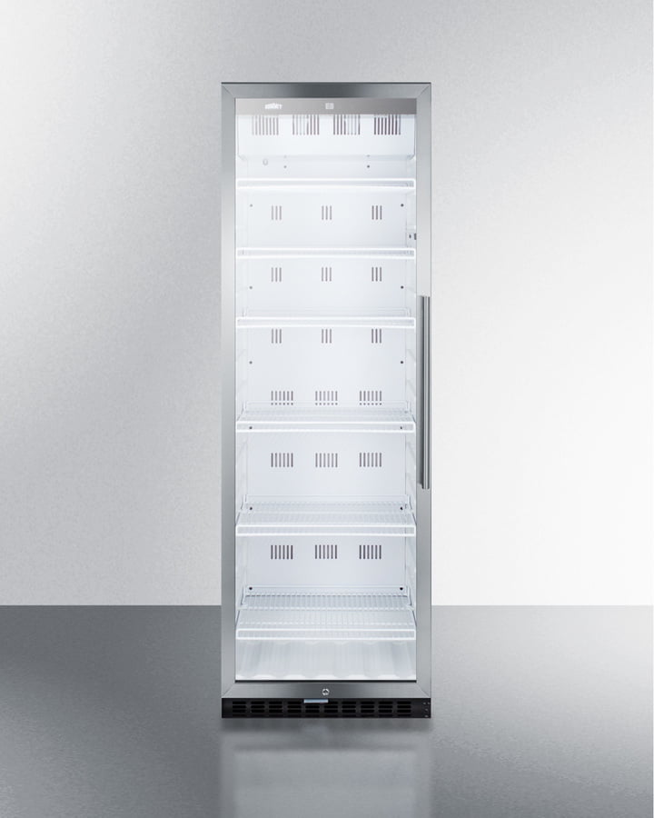 Summit SCR1400WLHCSS Commercial Beverage Merchandiser With 12.6 Cu.Ft. Capacity, Digital Thermostat, Self-Closing Door, And Stainless Steel Cabinet; Replaces Scr1400Css