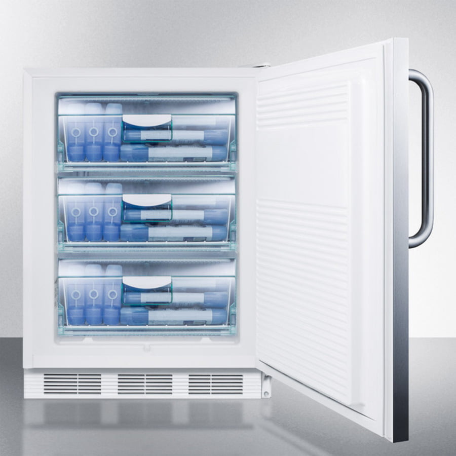 Summit VT65MLCSS Built-In Medical All-Freezer Capable Of -25 C Operation In Complete Stainless Steel With Front Lock; Built-In Or Freestanding Capable