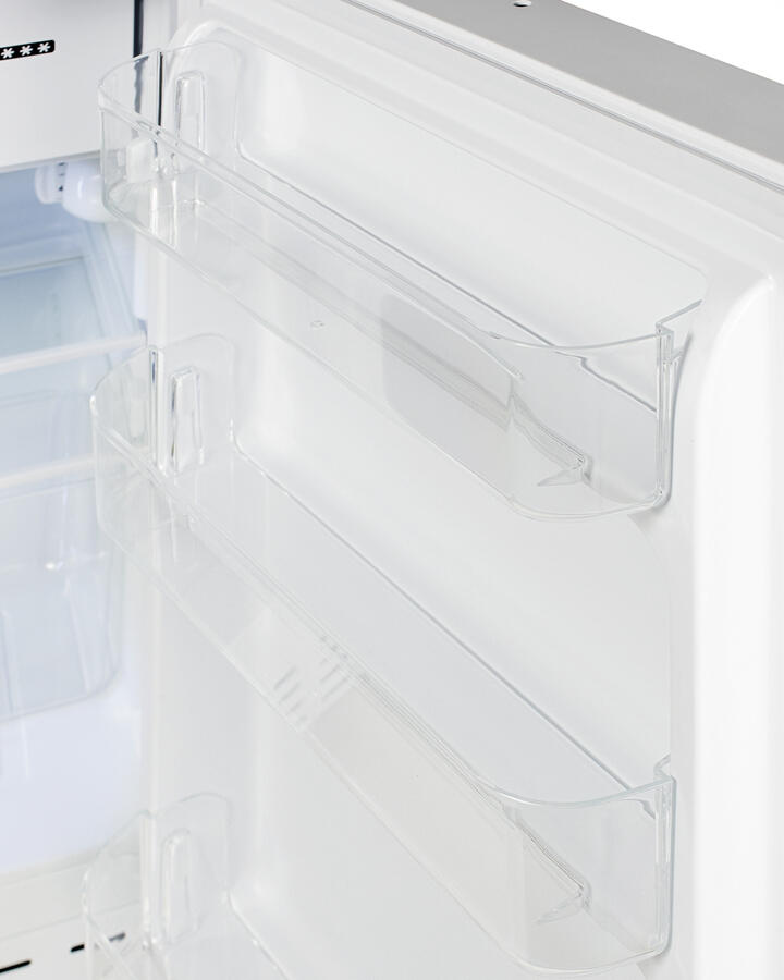 Summit ADA302RFZ Built-In Undercounter, Ada Compliant Refrigerator-Freezer In White, Designed For General Purpose Storage, Manual Defrost With Glass Shelves, Front Lock, And Door Storage