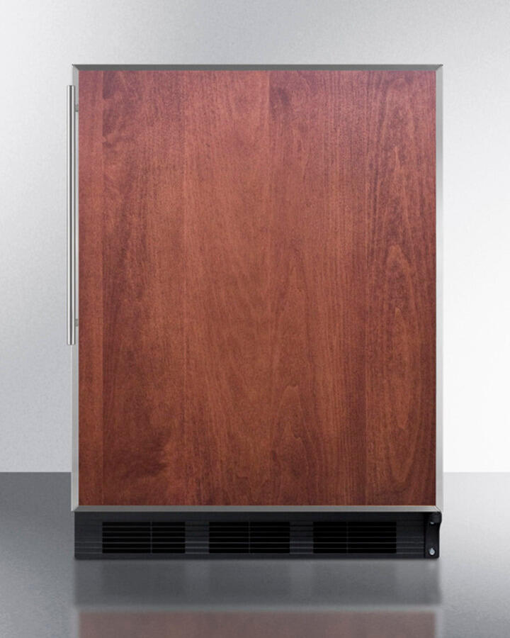 Summit FF6BBIFR Built-In Undercounter All-Refrigerator For General Purpose Use, Auto Defrost W/Ss Door Frame For Slide-In Panels And Black Cabinet