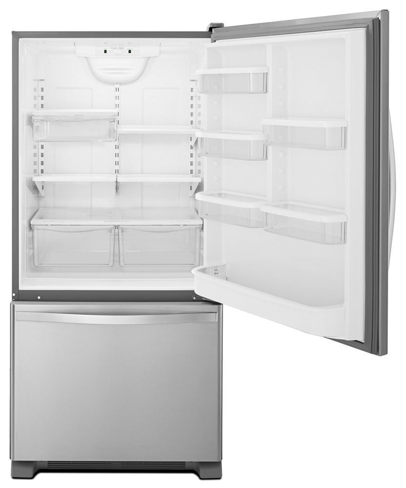 Whirlpool WRB322DMBM 33-Inches Wide Bottom-Freezer Refrigerator With Spillguard Glass Shelves - 22 Cu. Ft