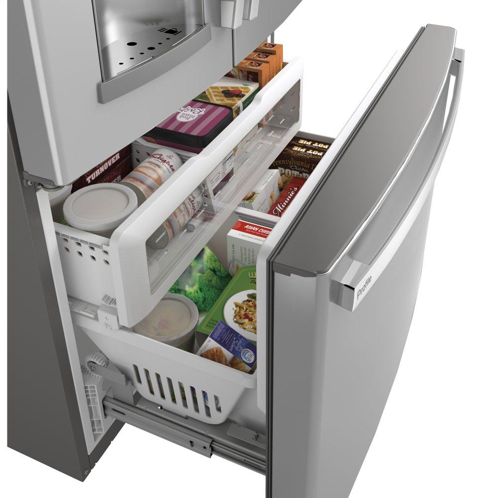 Ge Appliances PYE22PYNFS Ge Profile™ Series Energy Star® 22.1 Cu. Ft. Smart Counter-Depth Fingerprint Resistant French-Door Refrigerator With Keurig® K-Cup® Brewing System
