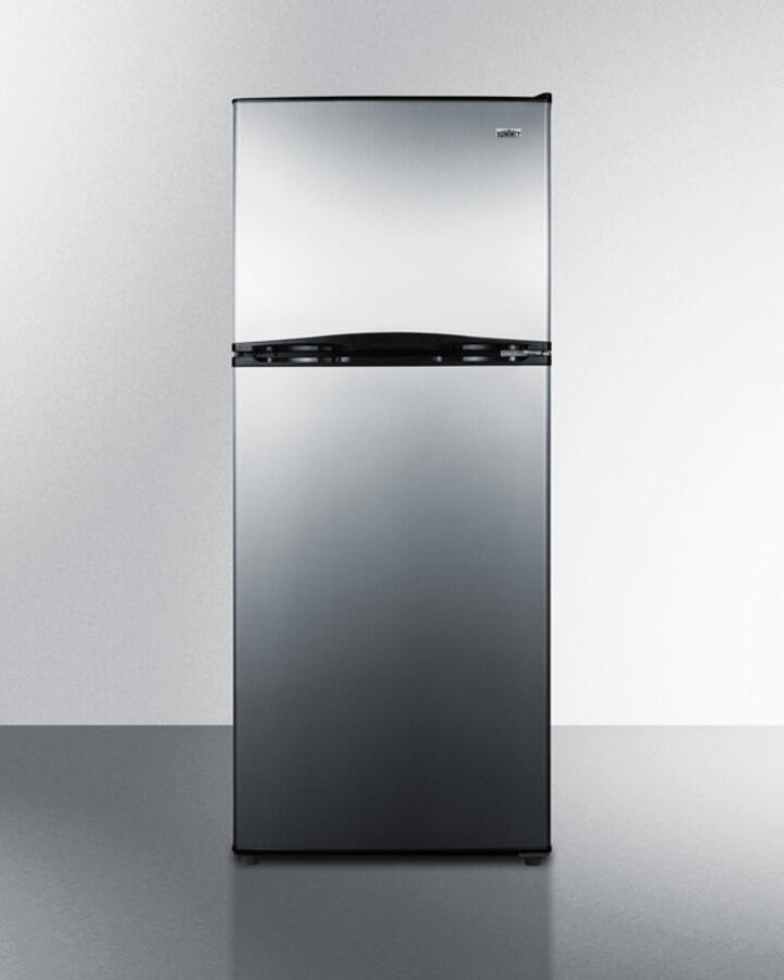 Summit FF1387SSIM 24" Wide 11.5 Cu.Ft. Frost-Free Refrigerator-Freezer With Factory Installed Icemaker, Black Cabinet, And Stainless Steel Doors