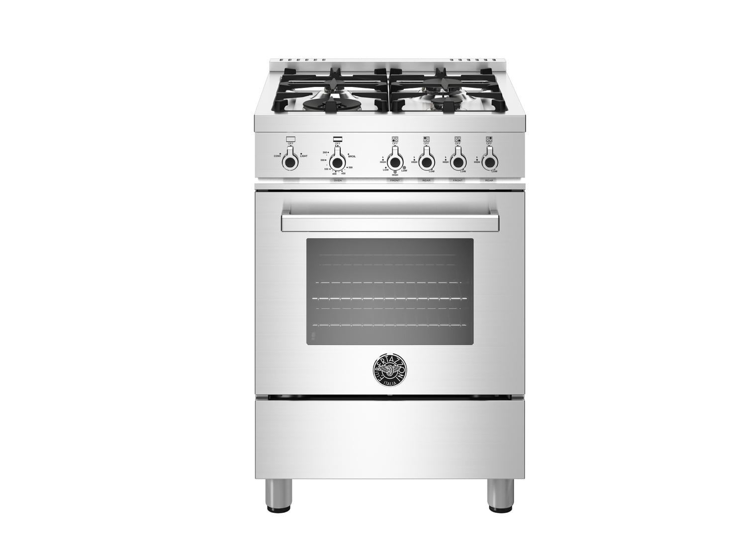 Bertazzoni PROF244GASXE 24 Inch All Gas Range, 4 Burners Stainless Steel