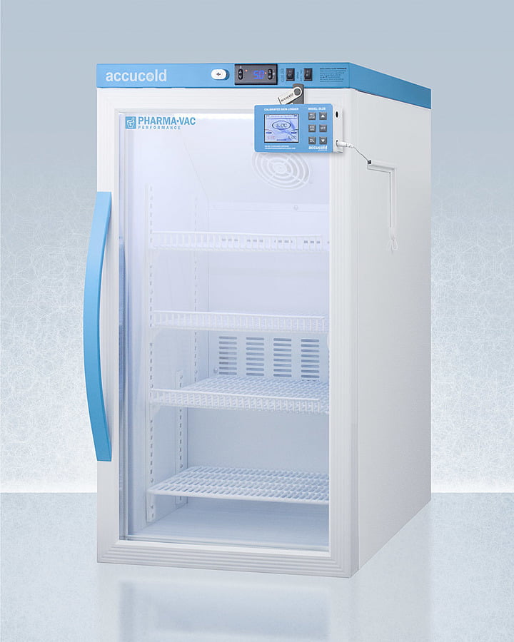 Summit ARG3PVDL2B Performance Series Pharma-Vac 3 Cu.Ft. Counter Height Glass Door All-Refrigerator For Vaccine Storage With Factory-Installed Data Logger And A Hospital Grade Cord With 'Green Dot' Plug