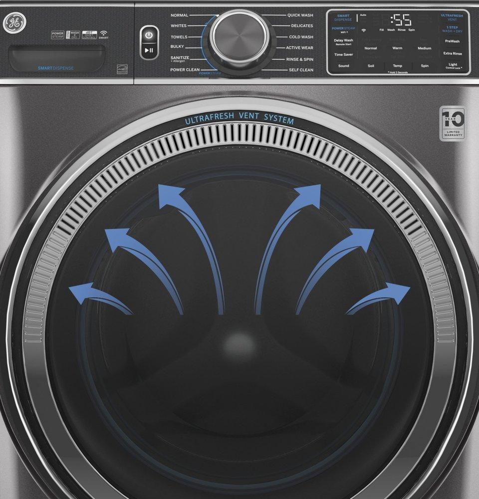 Ge Appliances GFW650SPNSN Ge® 4.8 Cu. Ft. Capacity Smart Front Load Energy Star® Steam Washer With Smartdispense™ Ultrafresh Vent System With Odorblock™ And Sanitize + Allergen
