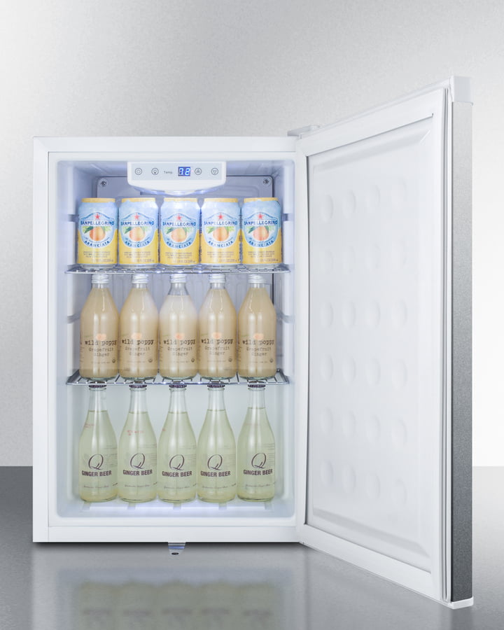 Summit FF31L7BISS Commercial Style Built-In Capable Compact All-Refrigerator In White With Digital Thermostat