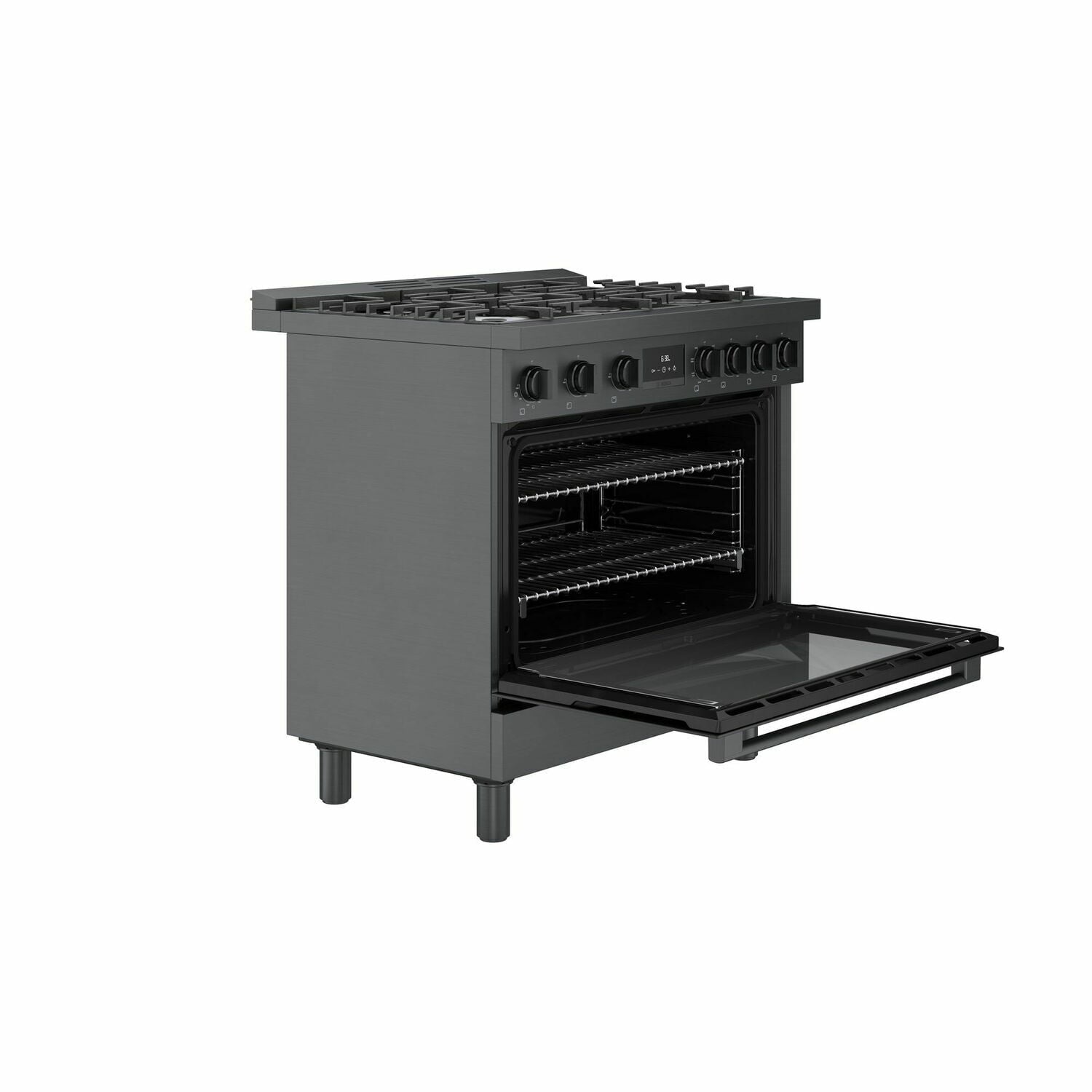 Bosch HDS8645U 800 Series Dual Fuel Freestanding Range 36'' Black Stainless Steel Hds8645U