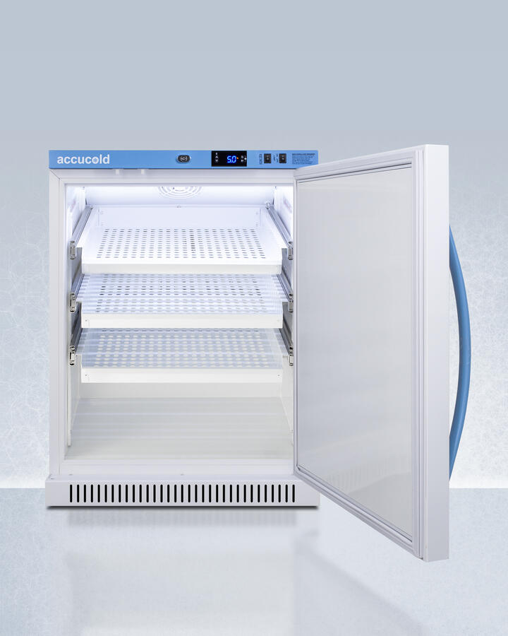 Summit ARS6PVDR Performance Series Pharma-Vac 6 Cu.Ft. Freestanding Ada Height All-Refrigerator For Vaccine Storage With Three Removable Ventilated Drawers, Antimicrobial Silver-Ion Handle, And Hospital Grade Cord With 'Green Dot' Plug