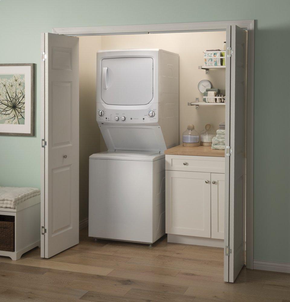 Ge Appliances GUV27ESSMWW Ge Unitized Spacemaker® 3.8 Cu. Ft. Capacity Washer With Stainless Steel Basket And 5.9 Cu. Ft. Capacity Long Vent Electric Dryer