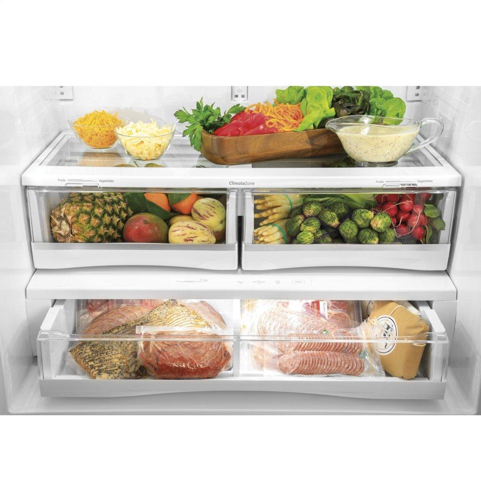 Ge Appliances PYE22KYNFS Ge Profile™ Series Energy Star® 22.1 Cu. Ft. Counter-Depth Fingerprint Resistant French-Door Refrigerator With Hands-Free Autofill