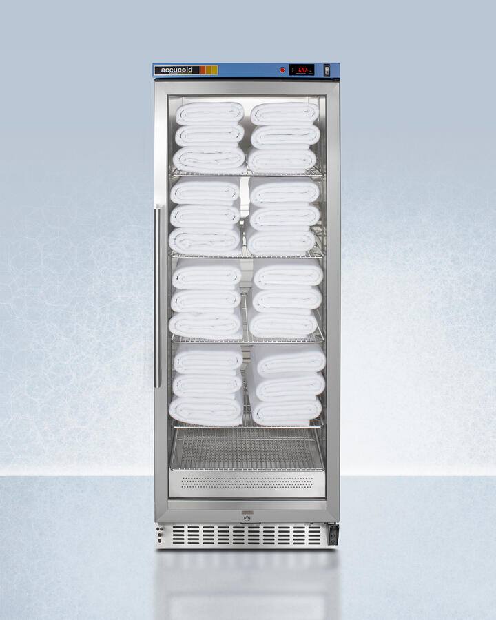 Summit PTHC125G Single Chamber Passive Heating Blanket Warmer With A Self-Closing Glass Door, Stainless Steel Interior, Digital Thermostat, Stainless Steel Cabinet, And Lock
