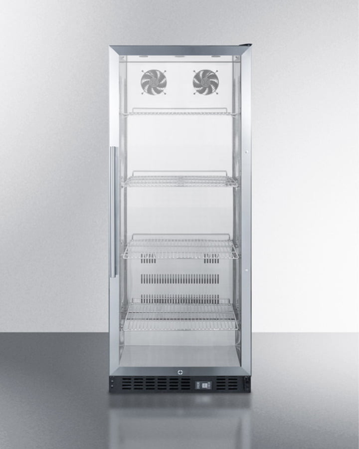 Summit SCR1156CSS Commercial Beverage Merchandiser With 11 Cu.Ft. Capacity, Ss Interior, Self-Closing Door, Digital Thermostat, And Ss Wrapped Cabinet