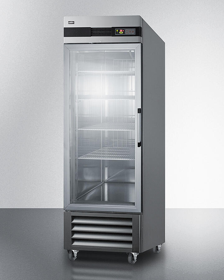 Summit SCR23SSGLH 23 Cu.Ft. Commercial Reach-In Refrigerator In Complete Stainless Steel With Glass Door And Left Hand Door Swing