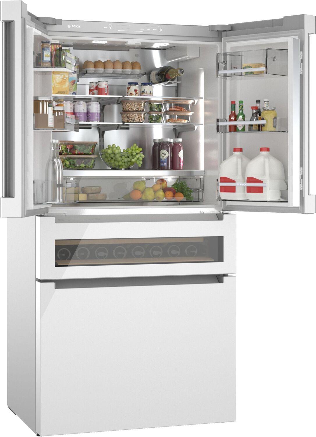 Bosch B36CL81ENW 800 Series French Door Bottom Mount Refrigerator, Glass Door 36" White