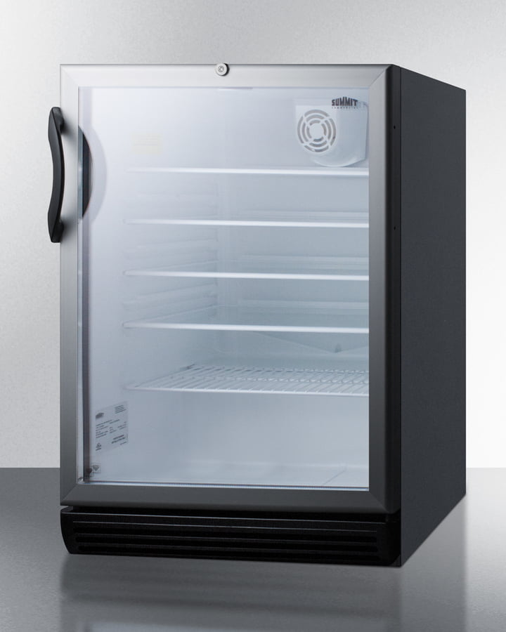 Summit SCR600BGLBIADA Commercially Listed Ada Compliant Built-In Undercounter Beverage Center With Black Cabinet, Glass Door, And Lock