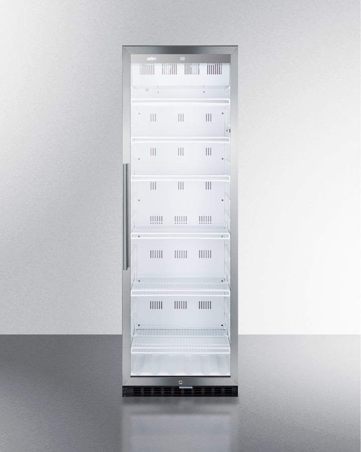 Summit SCR1400W Commercial Beverage Merchandiser Designed For The Display And Refrigeration Of Beverages And Sealed Food, With 12.6 Cu.Ft. Capacity, Digital Thermostat And Self-Closing Door; Replaces Scr1400