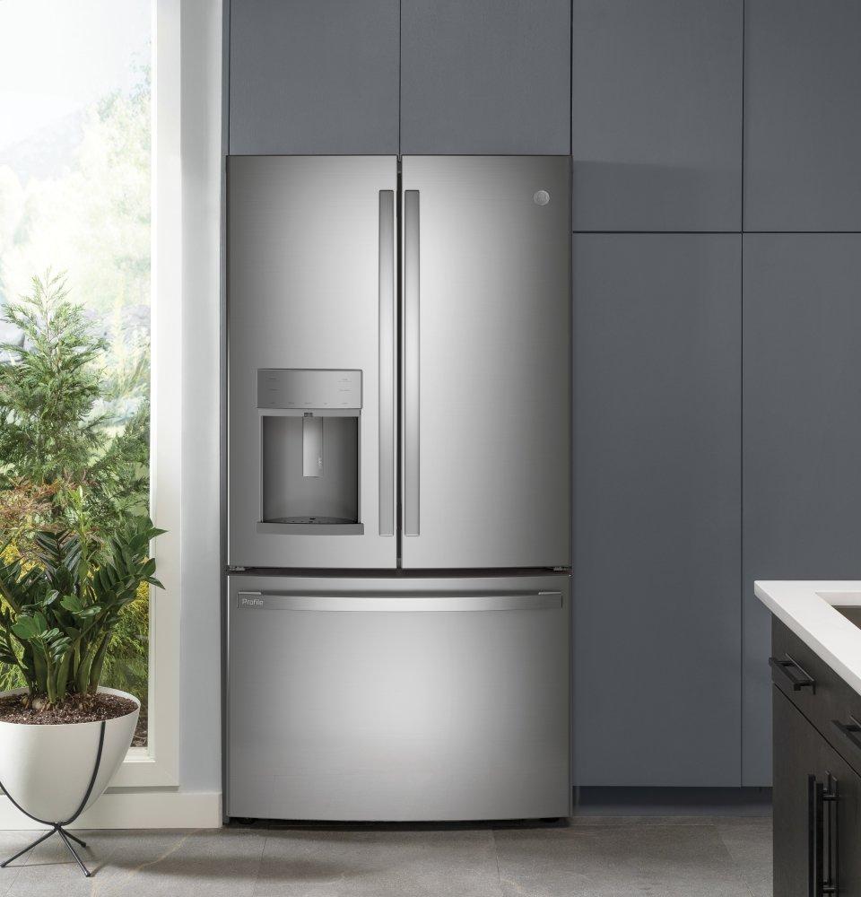 Ge Appliances PYD22KYNFS Ge Profile™ Series 22.1 Cu. Ft. Counter-Depth Fingerprint Resistant French-Door Refrigerator With Door In Door And Hands-Free Autofill