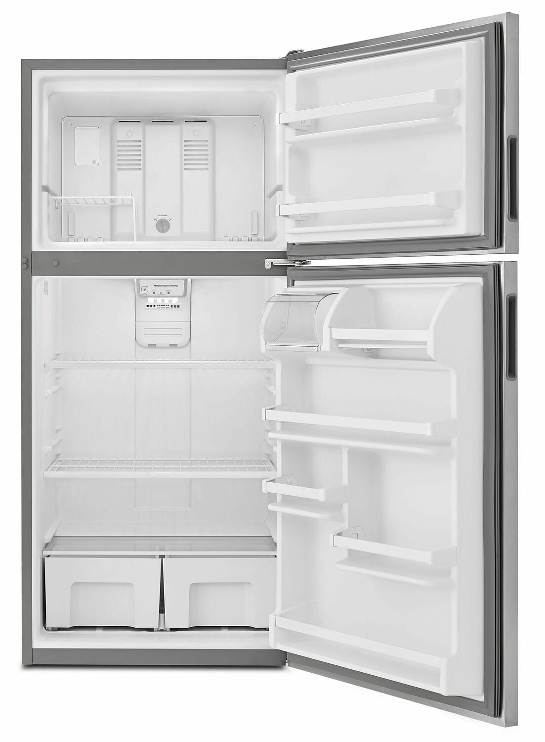 Amana ART308FFDM 30-Inch Wide Top-Freezer Refrigerator With Garden Fresh Crisper Bins - 18 Cu. Ft. - Monochromatic Stainless Steel